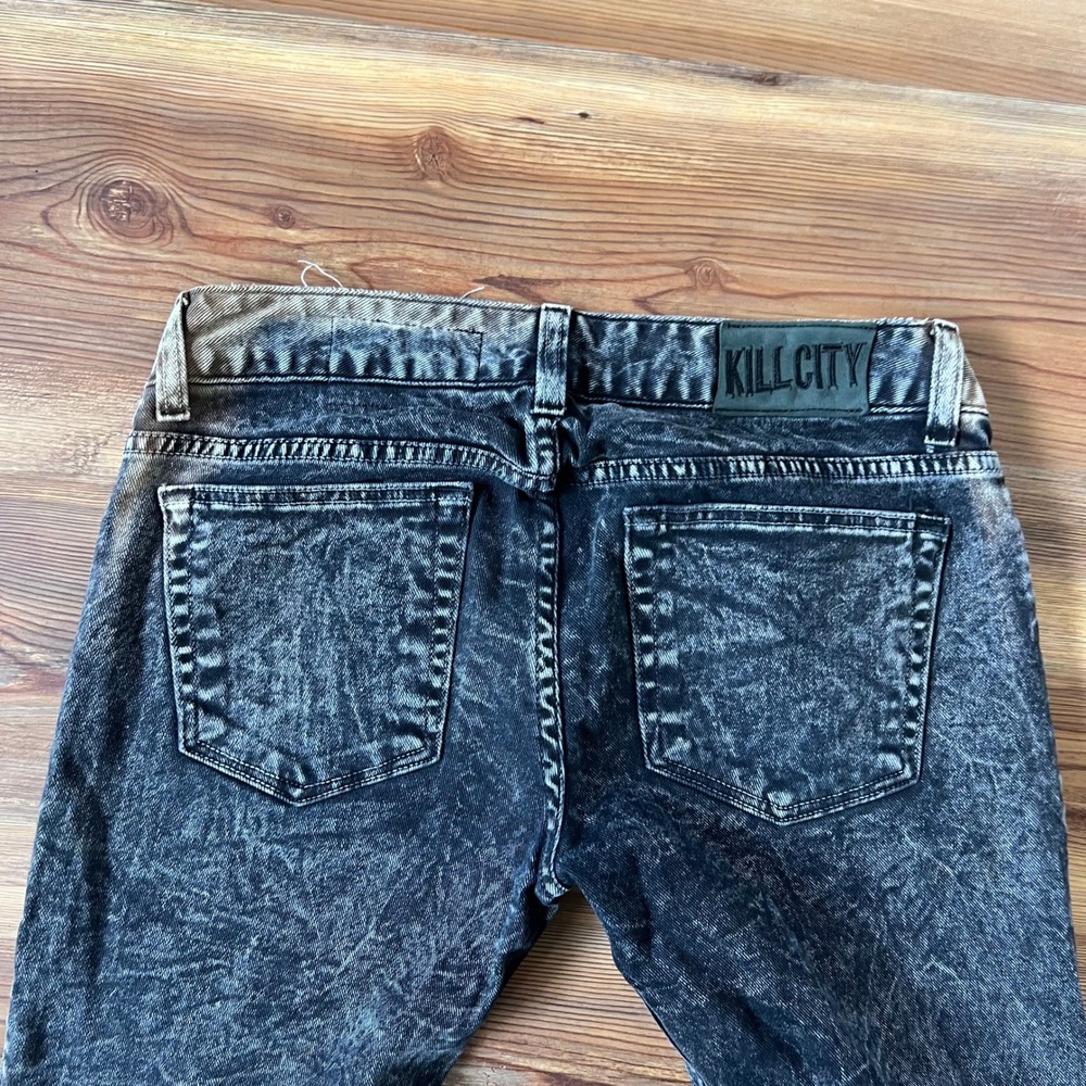 Kill City Lip Service Junkie Jeans Mens Black Acid Wash Slim Punk Made in USA 32 - Picture 14 of 16
